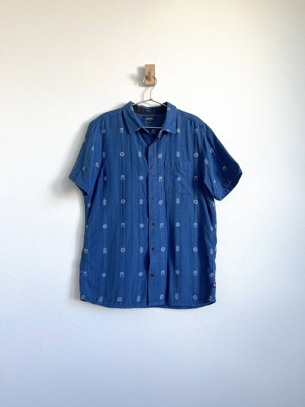 Roark Sunburst Coastal Dobby Organic Cotton Short Indigo Blue Sleeve Shirt